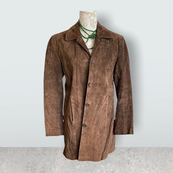 Women’s Relativity Deep brown suede long jacket size medium. - Picture 1 of 7